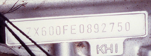 ZX600 Genuine Engine Number